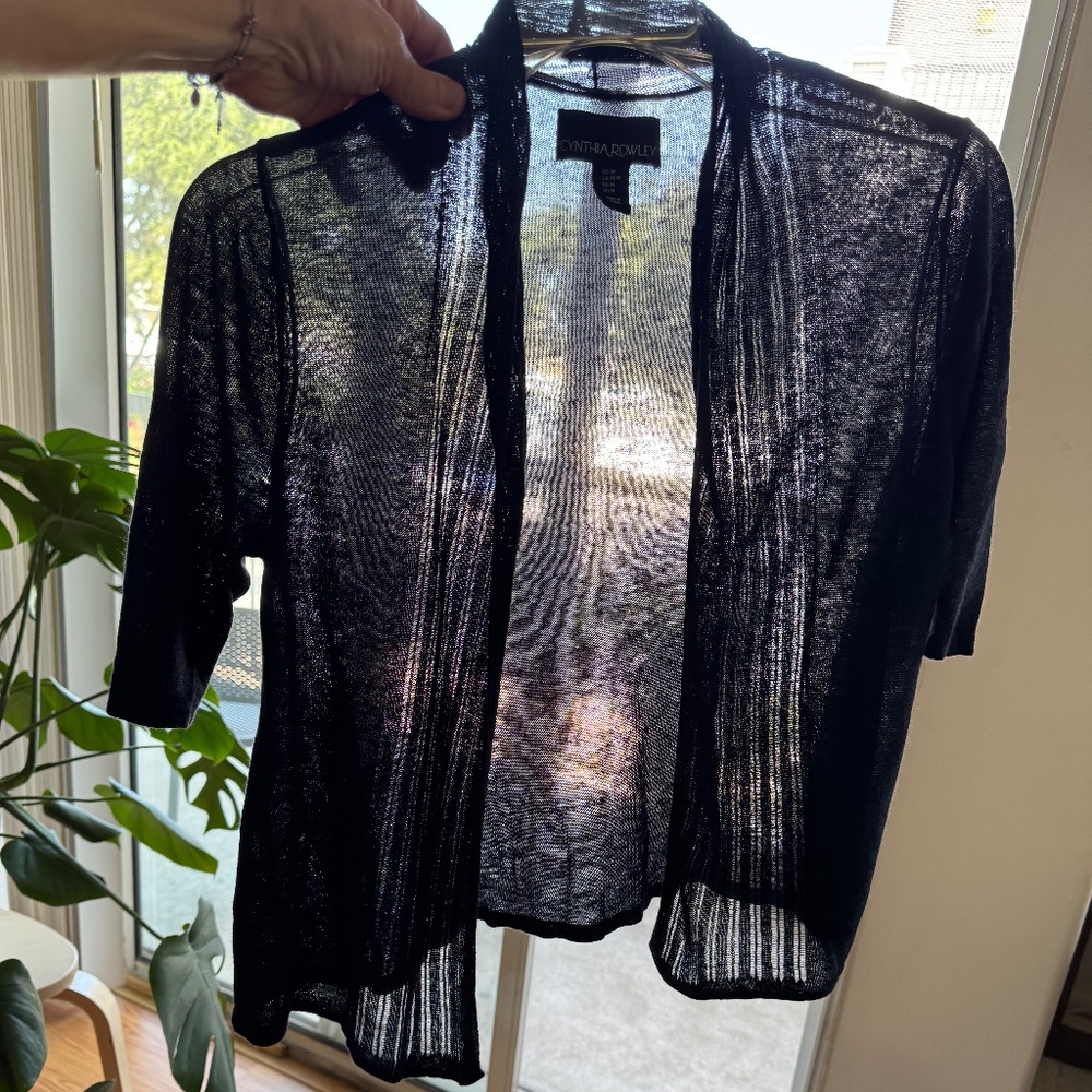Semi Sheer Navy Blue Cardigan